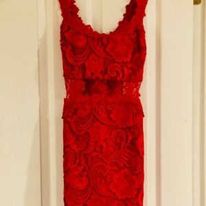 Red lace mini dress